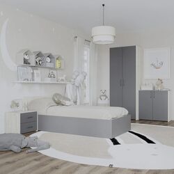 Mobila pentru copii Haaus Malmo V19 90x200 (White Oak/Anthracite)