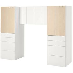 Set mobila copii Ikea Smastad 240x57x181 (Alb/Mesteacan)