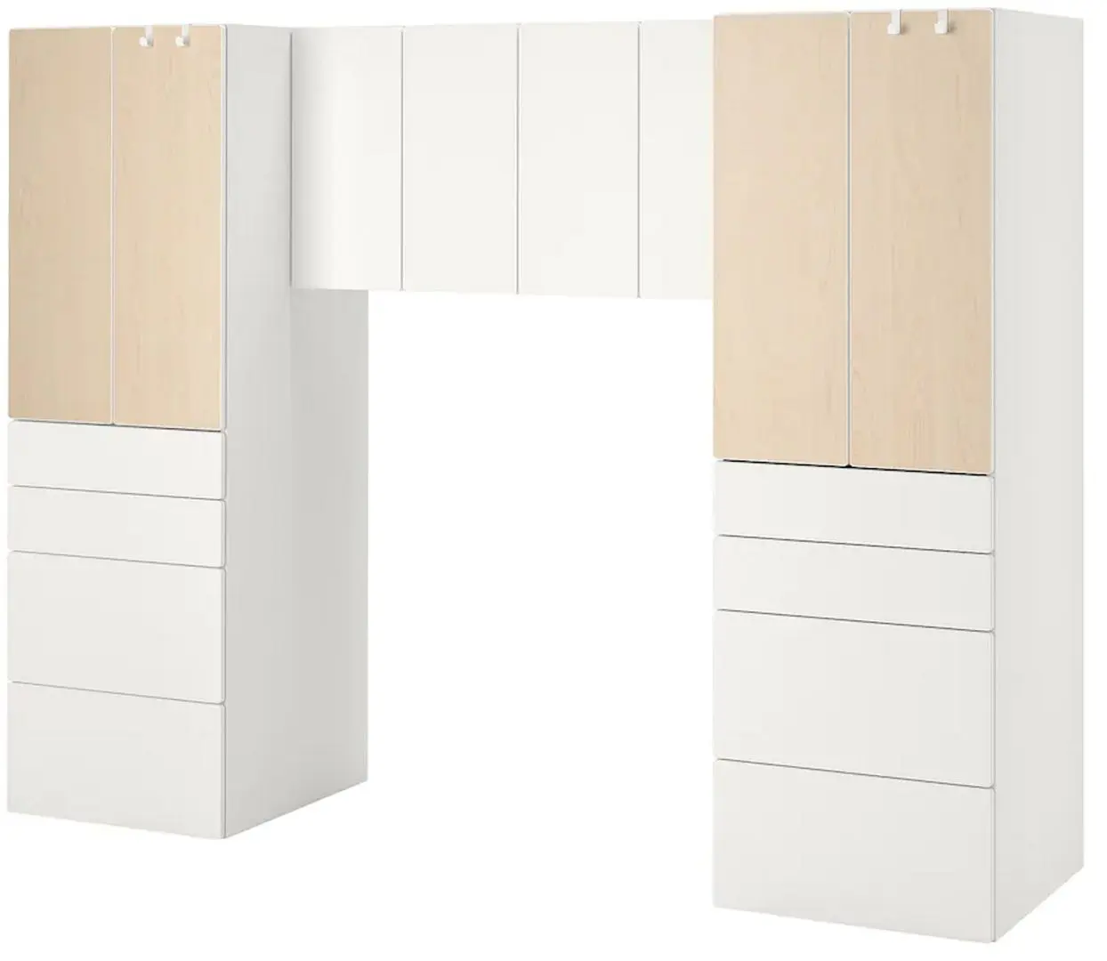 Set mobila copii Ikea Smastad 240x57x181 (Alb/Mesteacan)