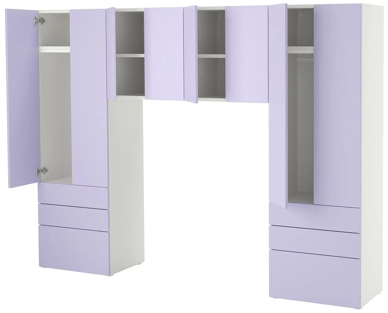 Dulap suspendat Ikea Smastad/Platsa 240x42x181 (Alb/Lila Deschis)