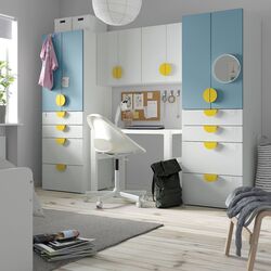 Набор детской мебели Ikea Smastad/Platsa 240x57x181 (Белый/Голубой)