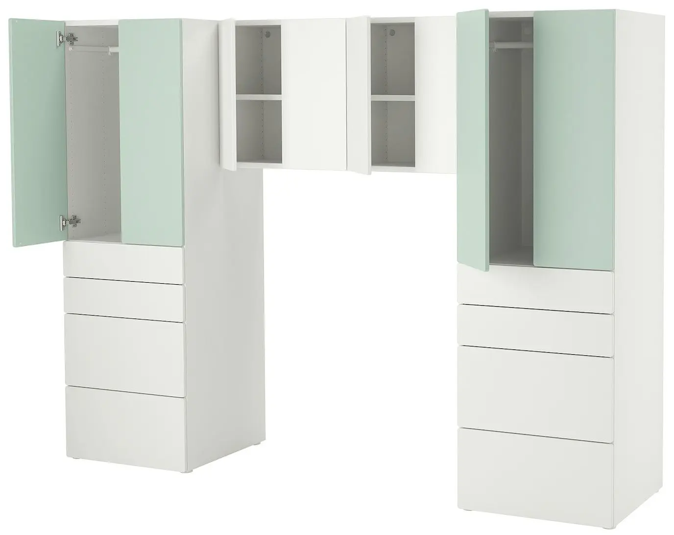 Dulap suspendat Ikea Smastad/Platsa 240x57x181 (Alb/Verde Deschis)