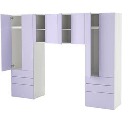 Set mobila copii Ikea Smastad/Platsa usi/sertare 240x42x181 (Alb/Lila Deschis) Thumb