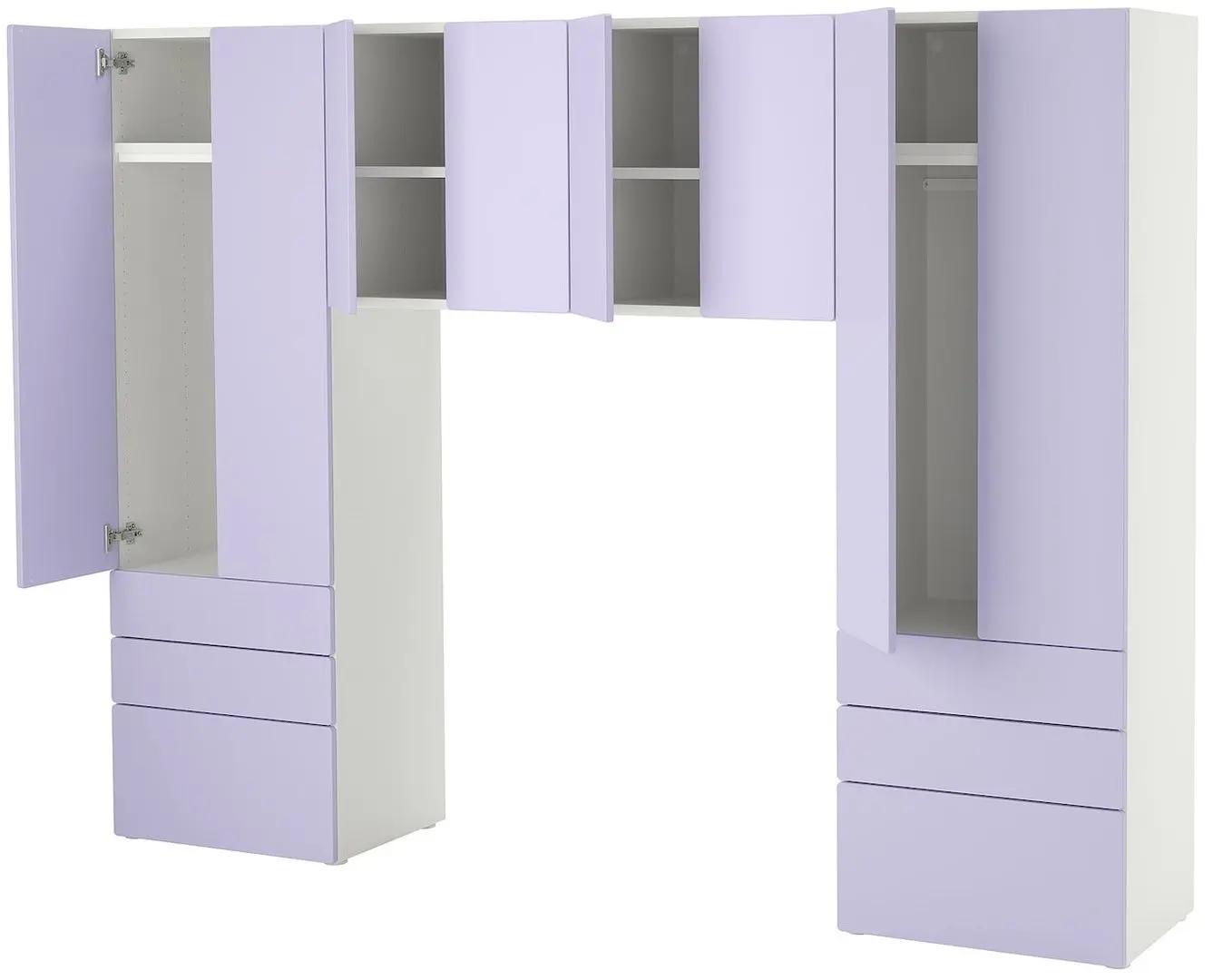 Set mobila copii Ikea Smastad/Platsa usi/sertare 240x42x181 (Alb/Lila Deschis)