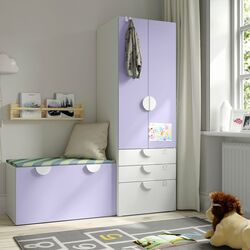 Набор детской мебели Ikea Smastad/Platsa с банкеткой 150x57x181 (Белый/Светло-сиреневый)