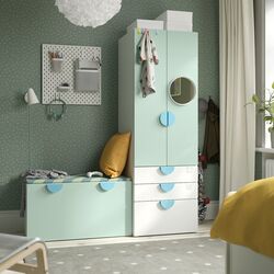 Набор детской мебели Ikea Smastad/Platsa с банкеткой 150x57x181 (Белый/Светло-зеленый)