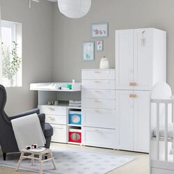 Набор детской мебели Ikea Smastad/Platsa с рамой/пеленальным столиком 210x79x181 (Белый) Thumb