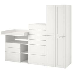 Набор детской мебели Ikea Smastad/Platsa с рамой/пеленальным столиком 210x79x181 (Белый)