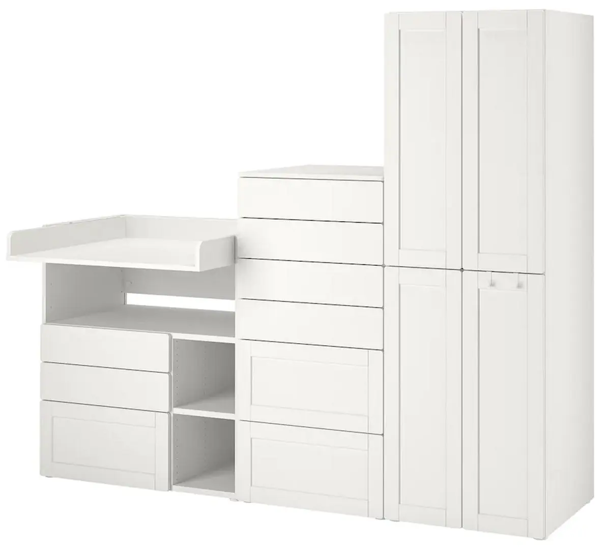 Набор детской мебели Ikea Smastad/Platsa с рамой/пеленальным столиком 210x79x181 (Белый)