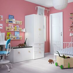 Набор детской мебели Ikea Smastad/Platsa с рамой/скамьей 150x57x181 (Белый) Thumb