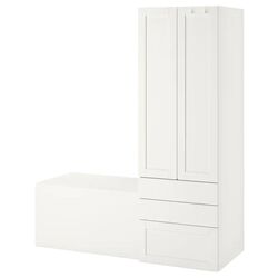 Set mobila copii Ikea Smastad/Platsa cu cadru/bancă 150x57x181 (Alb)