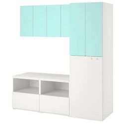 Набор детской мебели Ikea Smastad с выдвижным модулем 180x57x196 (Белый/Бледно-бирюзовый)