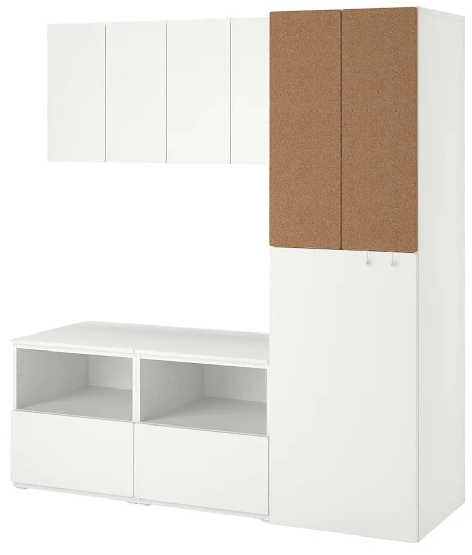 Набор детской мебели Ikea Smastad с выдвижным модулем 180x57x196 (Белый/Пробка)