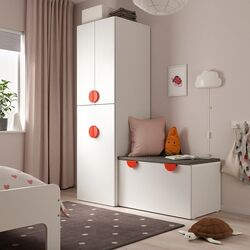 Шкаф Ikea Smastad с банкеткой для хранения 150x57x196 (Белый) Thumb