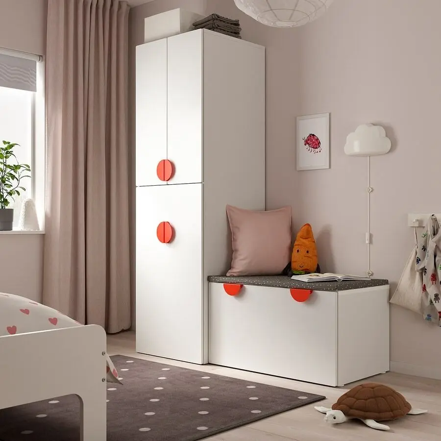 Шкаф Ikea Smastad с банкеткой для хранения 150x57x196 (Белый)
