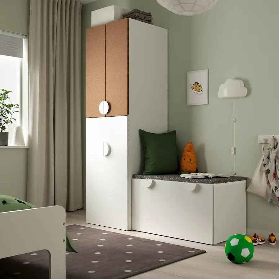 Dulap Ikea Smastad cu bancă depozitare 150x57x196 (Alb/Maro) - 2