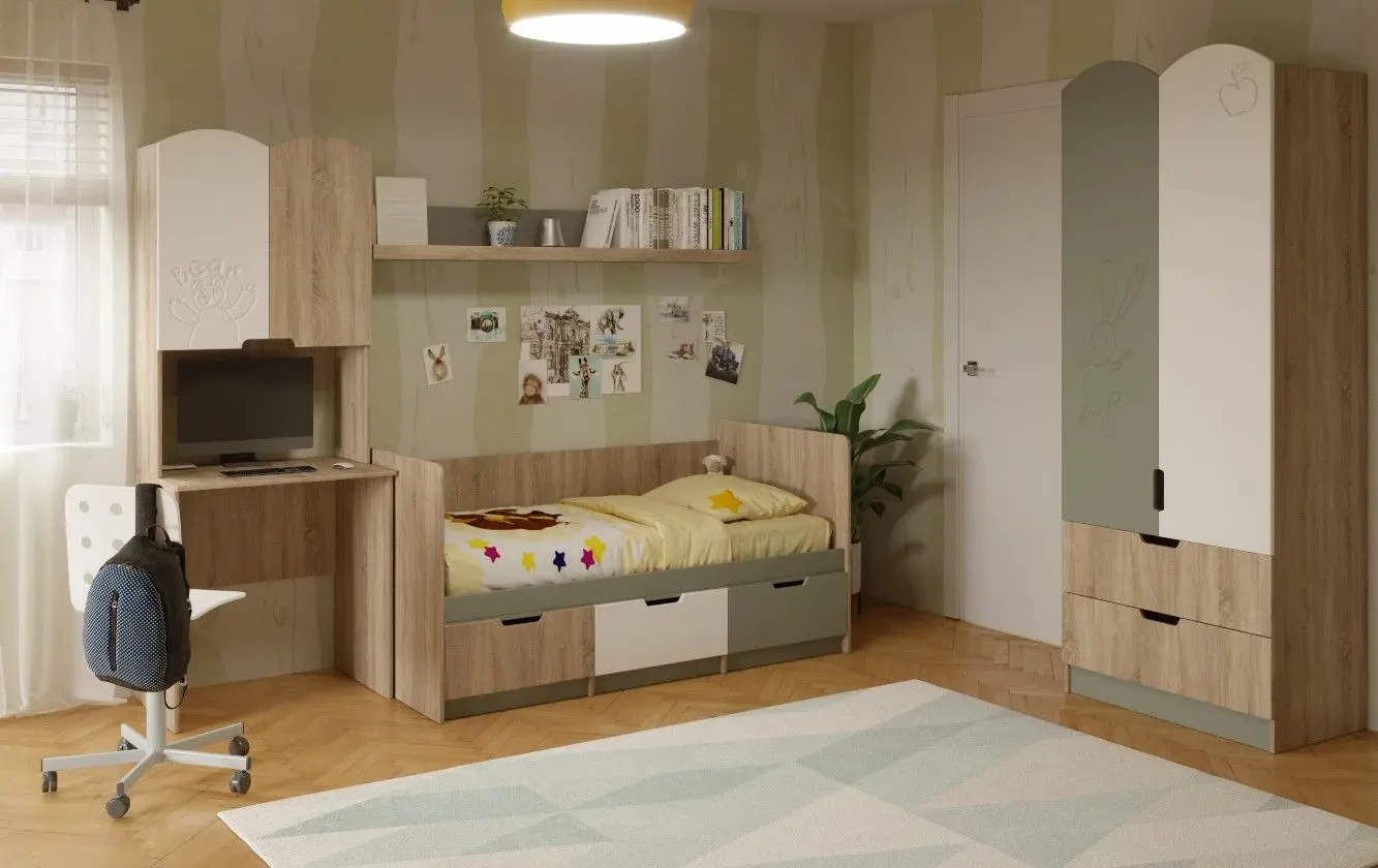 Mobila pentru copii Smart Masha i Medved Magic (Sonoma Oak/White/Grey)