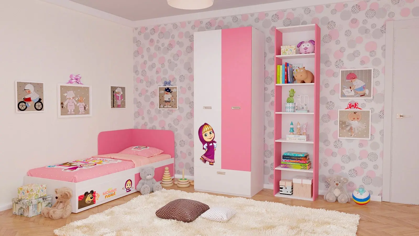 Mobila pentru copii Smart Masha i Medved Playtime 1 (White/Pink)