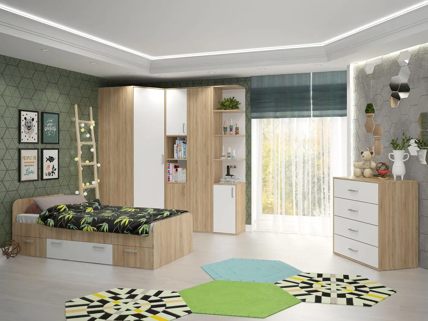 Детская Stolline Мика 3 (Дуб Сонома/Белый)