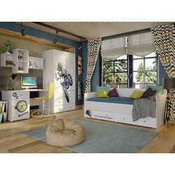 Детская Stolline Модерн Квадро 1 (Бело-Серый/Белый Глянец)