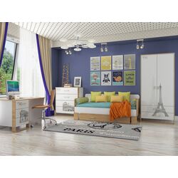 Детская Stolline Сити 3 (Бело-Серый/Дуб Небраска)