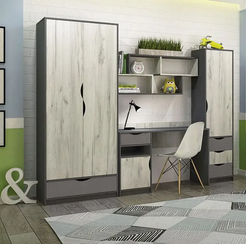 Living pentru copii Yasen Disney 2.45m (Graphite Grey/White Kraft Oak/Cashmere)