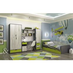 Mobila pentru copii Yasen Disney 2.45m (Graphite Gray/Craft Oak White/Lime) Thumb