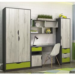 Mobila pentru copii Yasen Disney 2.45m (Graphite Gray/Craft Oak White/Lime) Thumb