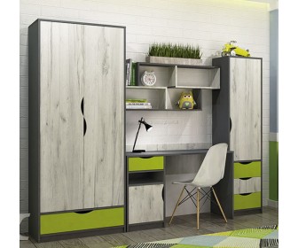 Living pentru copii Yasen Disney 2.45m (Graphite Gray/Craft Oak White/Lime)