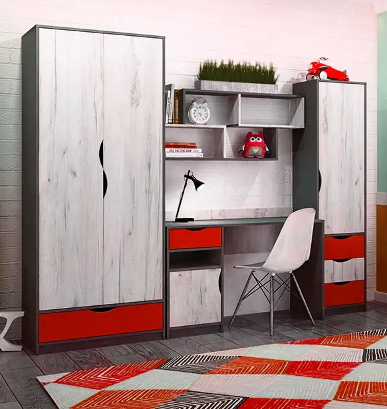 Living pentru copii Yasen Disney 2.45m (Graphite Gray/Craft Oak White/Papaver)