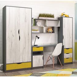 Детская стенка Yasen Дисней 2.45м (Серый Графит/Дуб Крафт Белый/Солнечное Сияние)