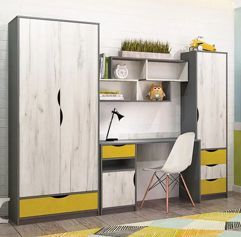 Living pentru copii Yasen Disney 2.45m (Graphite Gray/Craft Oak White/Sun Shine)