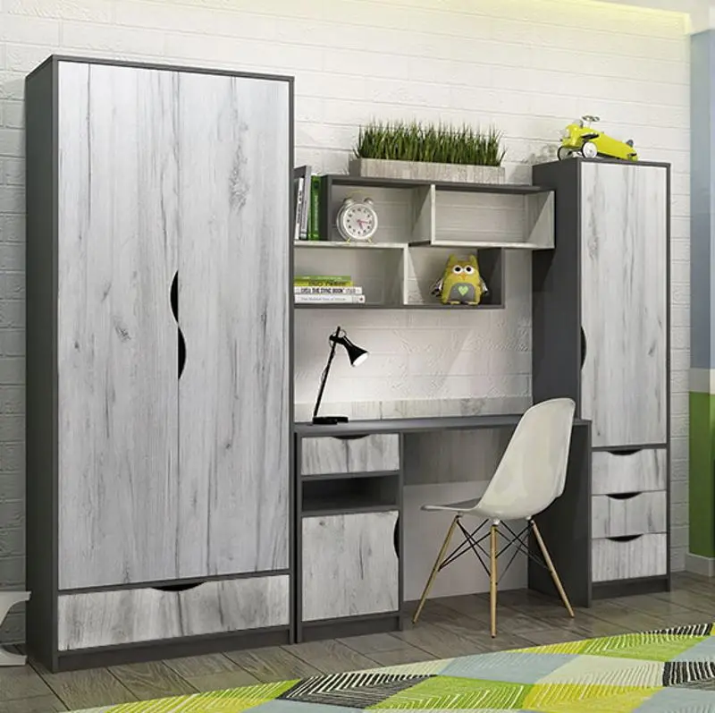 Детская стенка Yasen Дисней 2.45м (Серый Графит/Дуб Крафт Белый)