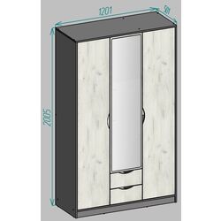 Mobila pentru copii Yasen Disney Dulap 3D2S1O/masa de birou/pat/comoda 90 (Graphite Gray/Craft Oak White) Thumb