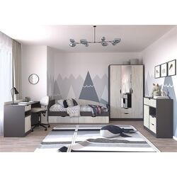 Mobila pentru copii Yasen Disney Dulap 3D2S1O/masa de birou/pat/comoda 90 (Graphite Gray/Craft Oak White)