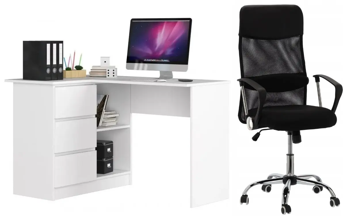 Комплект офисной мебели Akord B16 Left White + Chomik FOT5047 Black