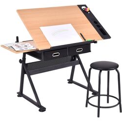 Set de mobila pentru oficiu Costway HW52822 (Black/Natural) Thumb