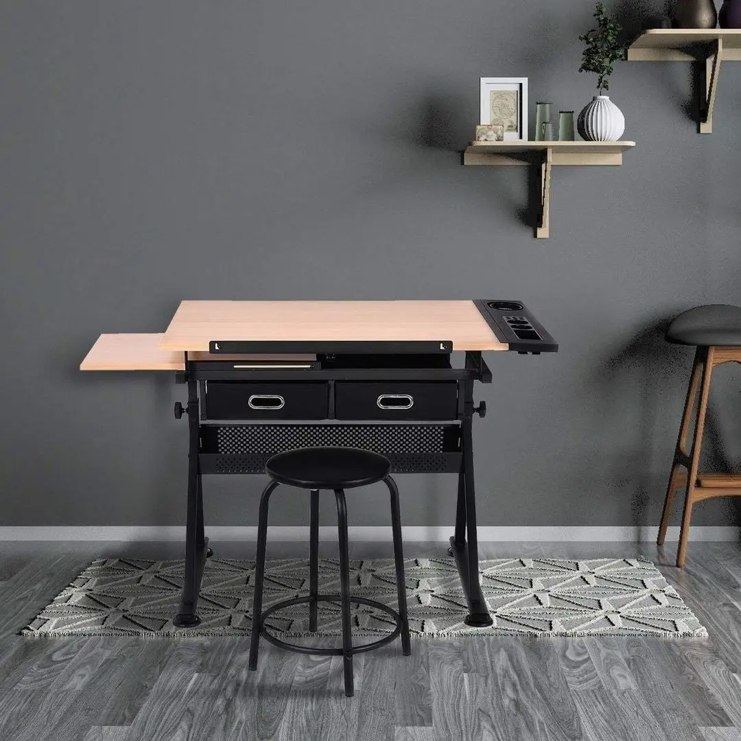 Set de mobila pentru oficiu Costway HW52822 (Black/Natural) - 4