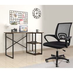 Set de mobila pentru oficiu Fabulous 2 rafturi/Jumi Smart CM-922983 (Walnut/Black)