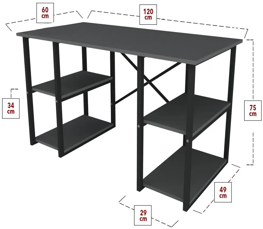 Комплект офисной мебели Fabulous 4 полки/Shelves Metal 5 секции/Gotel C4F (Anthracite/Black) - 9