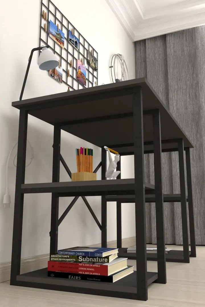 Комплект офисной мебели Fabulous 4 полки/Shelves Metal 5 секции/Gotel C4F (Anthracite/Black) - 7