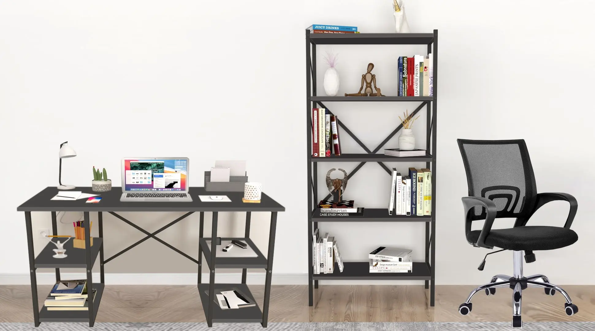 Комплект офисной мебели Fabulous 4 полки/Shelves Metal 5 секции/Gotel C4F (Anthracite/Black)