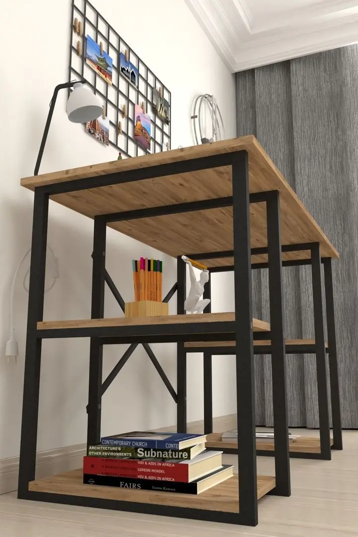 Комплект офисной мебели Fabulous 4 полки/Shelves Metal 5 секции/Gotel C4F (Pine/Black) - 9