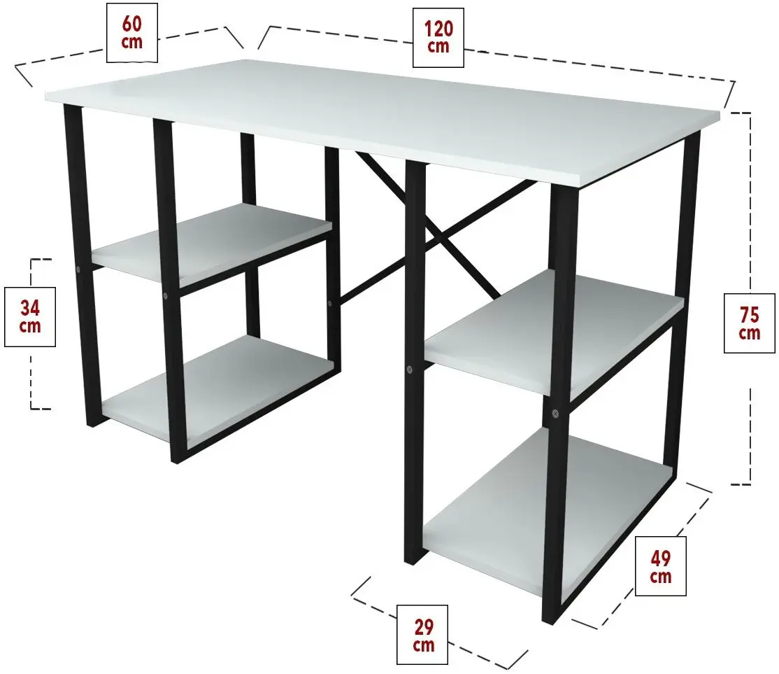 Комплект офисной мебели Fabulous 4 полки/Shelves Metal 5 секции/Gotel C4F (White/Black) - 10