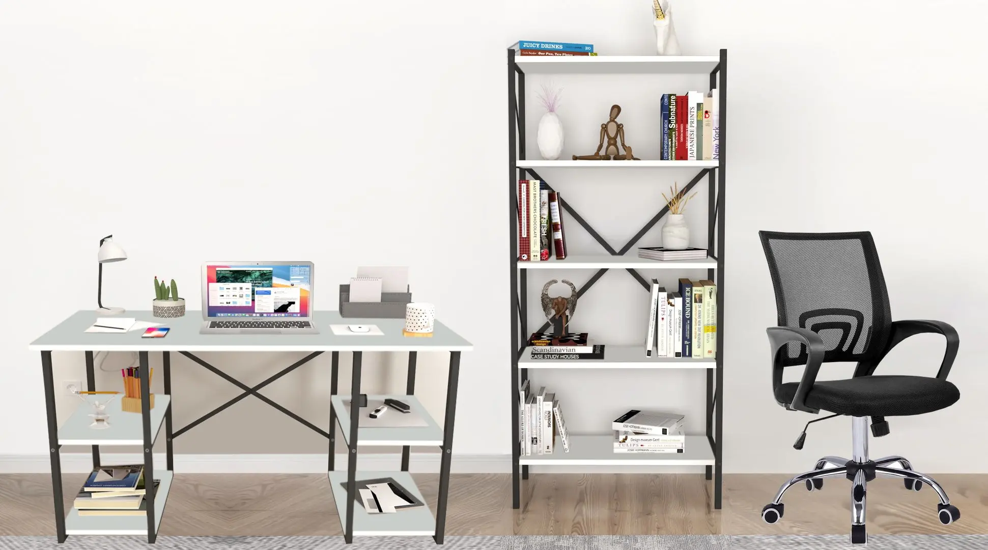 Комплект офисной мебели Fabulous 4 полки/Shelves Metal 5 секции/Gotel C4F (White/Black)