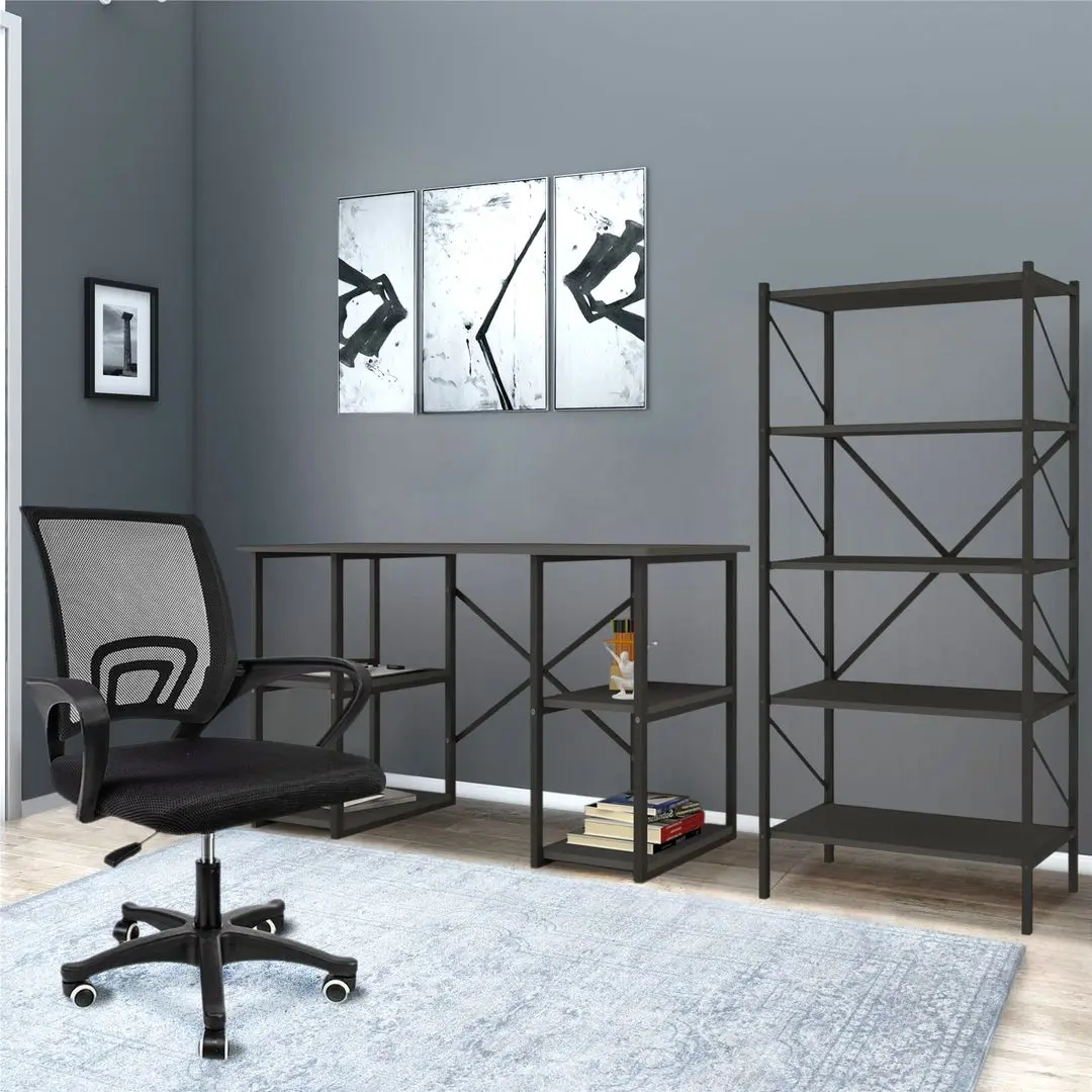 Комплект офисной мебели Fabulous 4 полки/Shelves Metal 5 секции/Jumi Smart CM-922983 (Anthracite/Black)