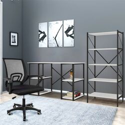 Комплект офисной мебели Fabulous 4 полки/Shelves Metal 5 секции/Jumi Smart CM-922983 (White/Black)
