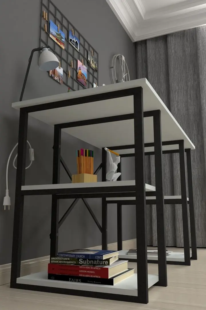 Комплект офисной мебели Fabulous 4 полки/Shelves Metal 5 секции/Jumi Smart CM-922983 (White/Black) - 5