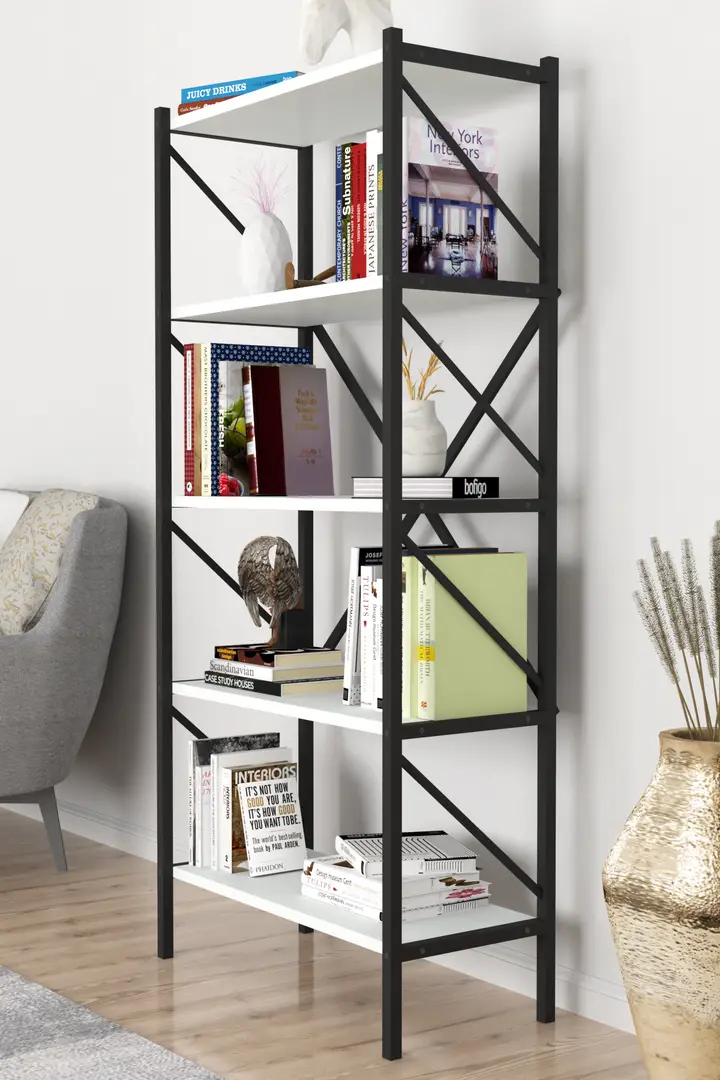 Комплект офисной мебели Fabulous 4 полки/Shelves Metal 5 секции/Jumi Smart CM-922983 (White/Black) - 11