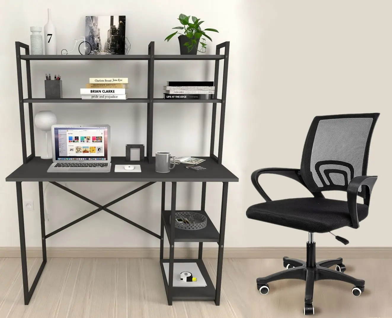 Комплект офисной мебели Fabulous с надставкой/Jumi Smart CM-922983 (Anthracite/Black)